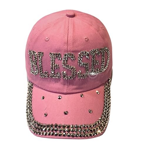 Popfizzy Bling Blessed Hats for Women, Rhinestone Christian Hats, Faith Based Christian Apparel, Blessed Mama, Blessed Items