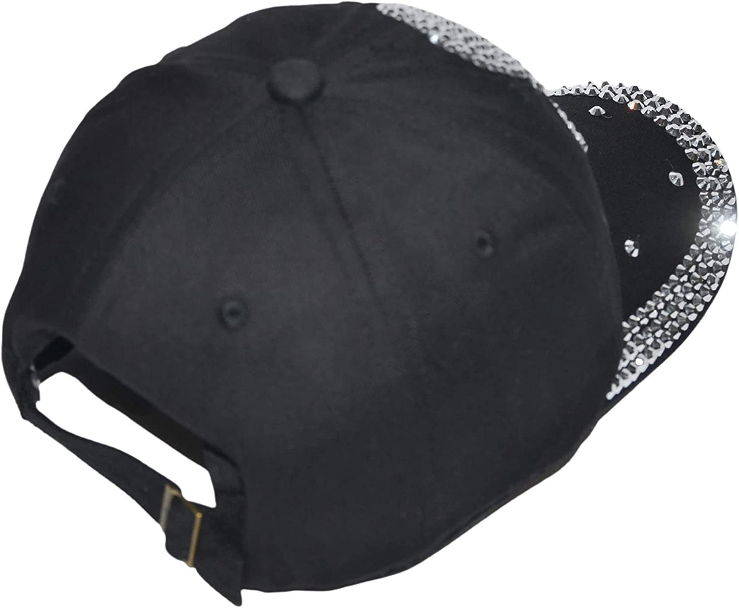 Popfizzy Skull Hat for Women and Girls, Biker Trucker Hat, Rhinestone Sparkle Bling Black Baseball Caps, Pirate Hat