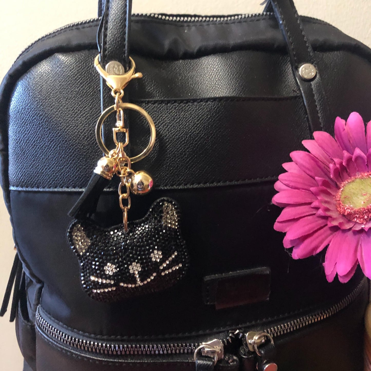 Popfizzy Bling Black Cat Keychain for Women, Cat Key Chains for Car Keys, Cat Keychain Accessories, Cat Gifts for Cat Lovers