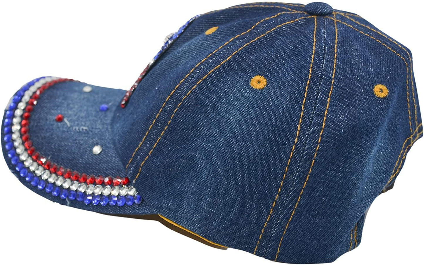 Republican Elephant Hat for Women Rhinestone Hat, Bedazzled Bling Baseball Caps, Distressed Hat, Fancy Denim Bejeweled Hats