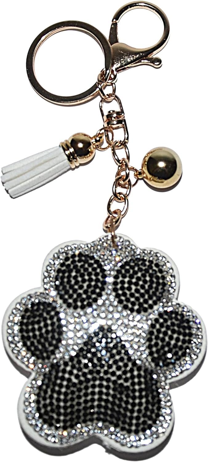 Popfizzy Paw Print Keychain, Bling Purse Charm, Backpack Keychain Key Fob Key Chain Keyring