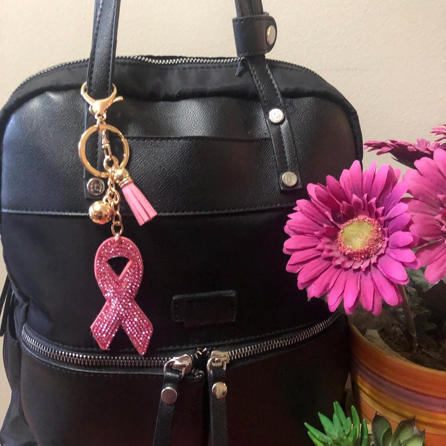 Popfizzy Pink Breast Cancer Keychain Accessories for Women, Breast Cancer Gift for Her