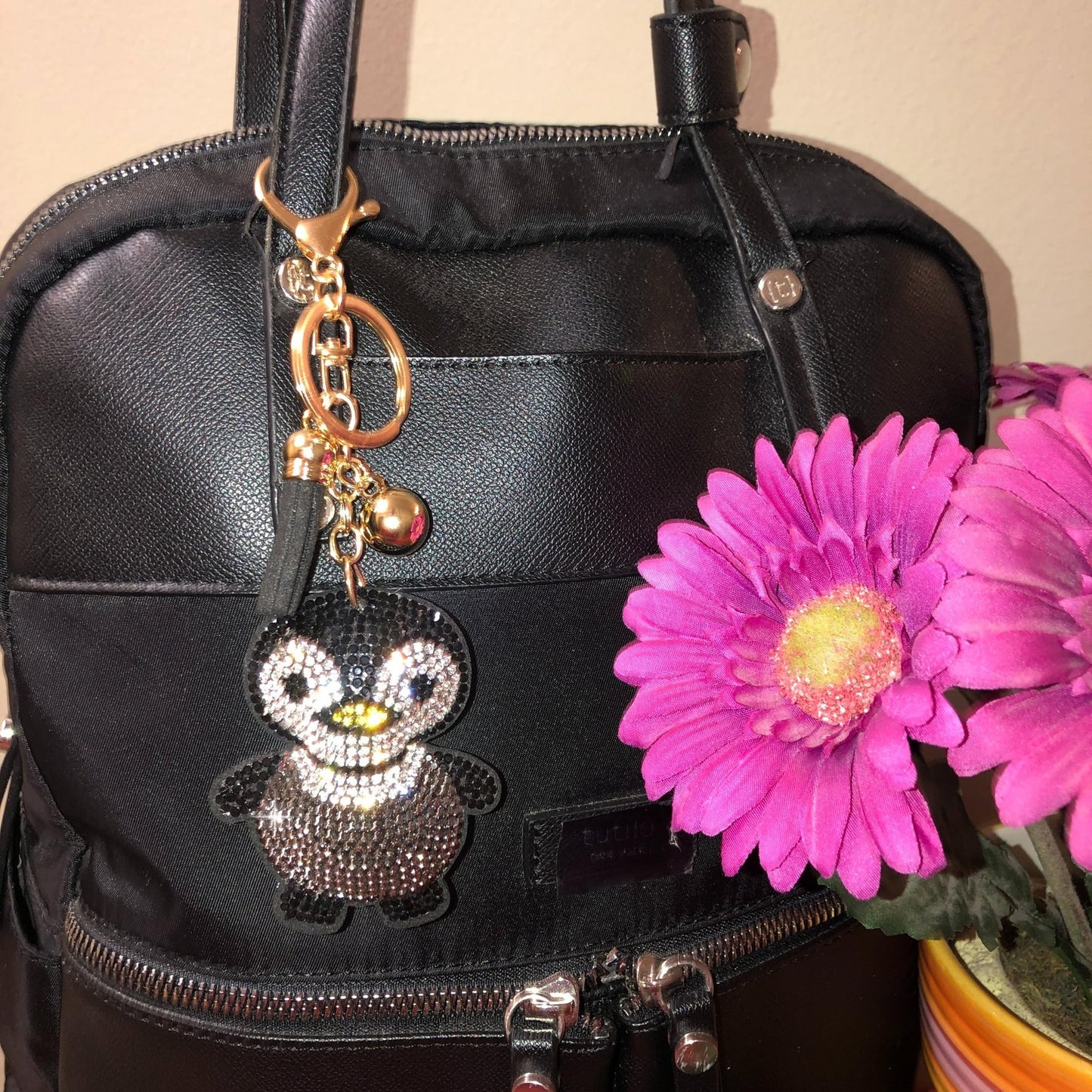 Popfizzy Penguin Keychain for Women and Girls, Rhinestone Bag Charm, Animal Gifts, Cute Key Fob, Bling Backpack Keyring