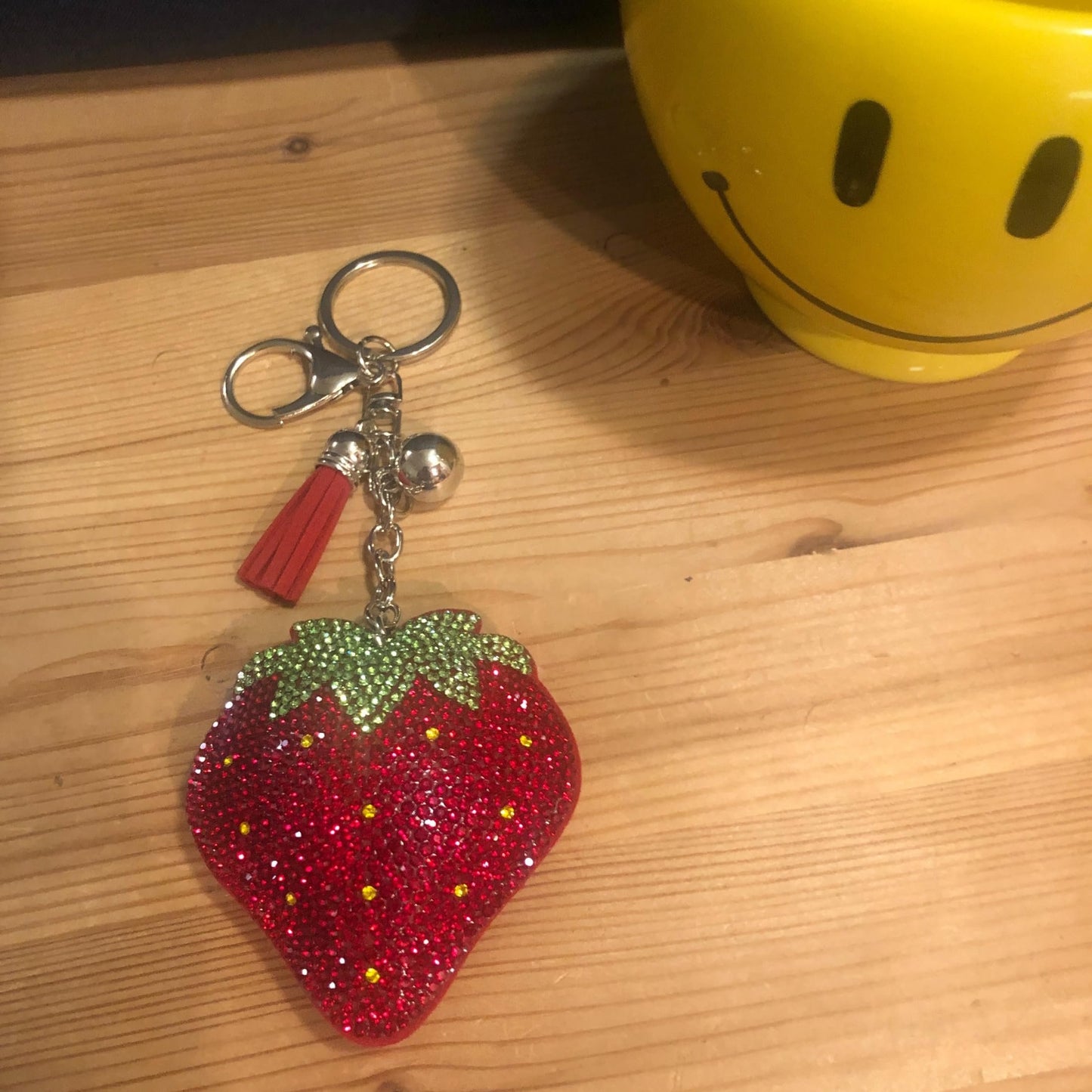 Popfizzy Red Strawberry Keychain for Women and Girls, Bling Backpack Keyrings, Fun Purse Charm, Rhinestone Strawberry Gifts