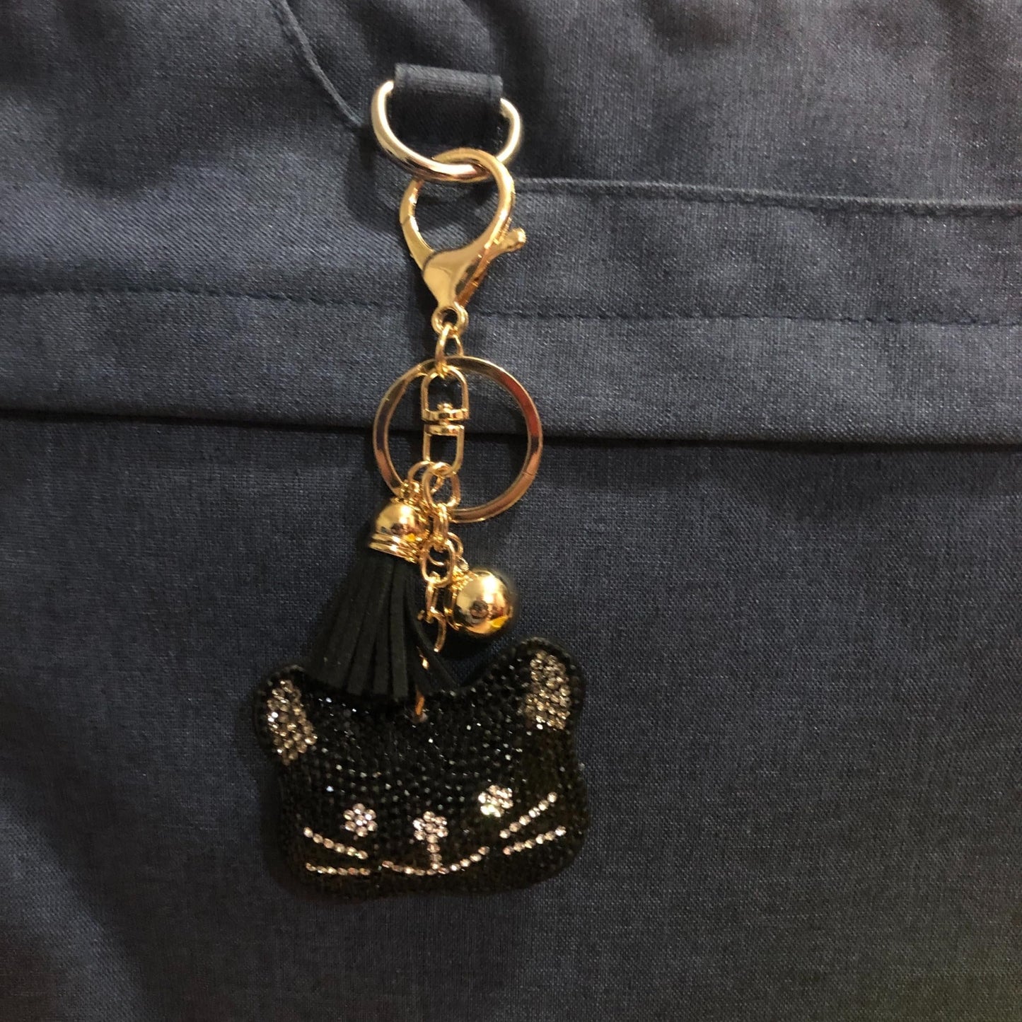 Popfizzy Bling Black Cat Keychain for Women, Cat Key Chains for Car Keys, Cat Keychain Accessories, Cat Gifts for Cat Lovers