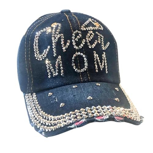 Popfizzy Cheer Mom Hat for Women, Rhinestone Cheer Mom Gifts, Bling Cheer Accessories, Cheer Clothes, Cool Cheer Gifts