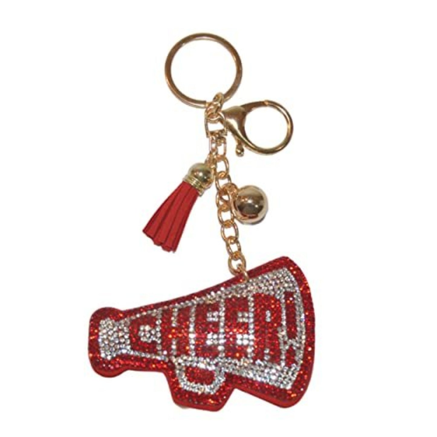 Popfizzy Red and Silver Cheer Keychain for Women and Girls, Cheerleader Bag Charm