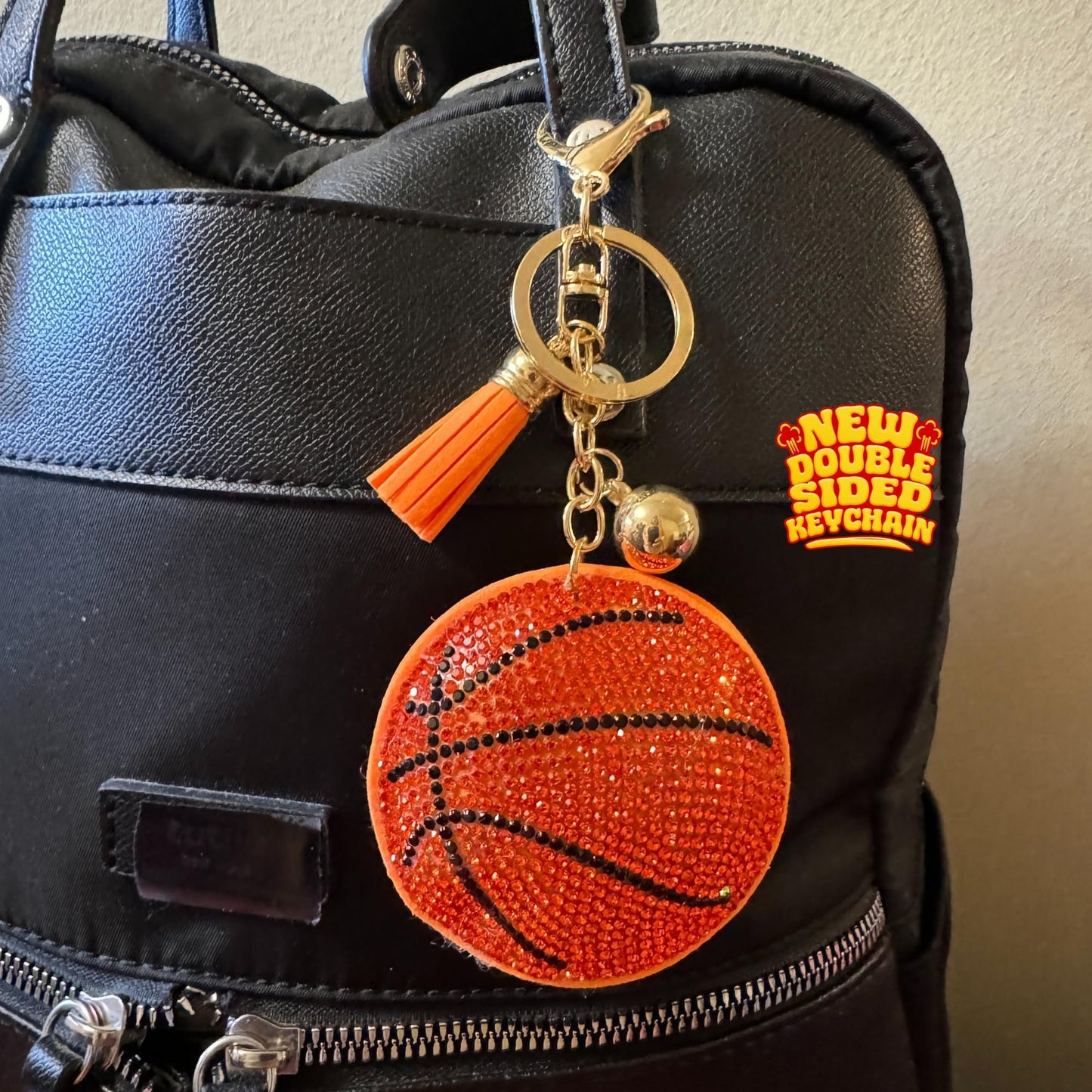 Popfizzy Bling Basketball Keychain for Women and Girls, Purse Charm, Bag Charm, Girls Basketball Gifts, Double Sided