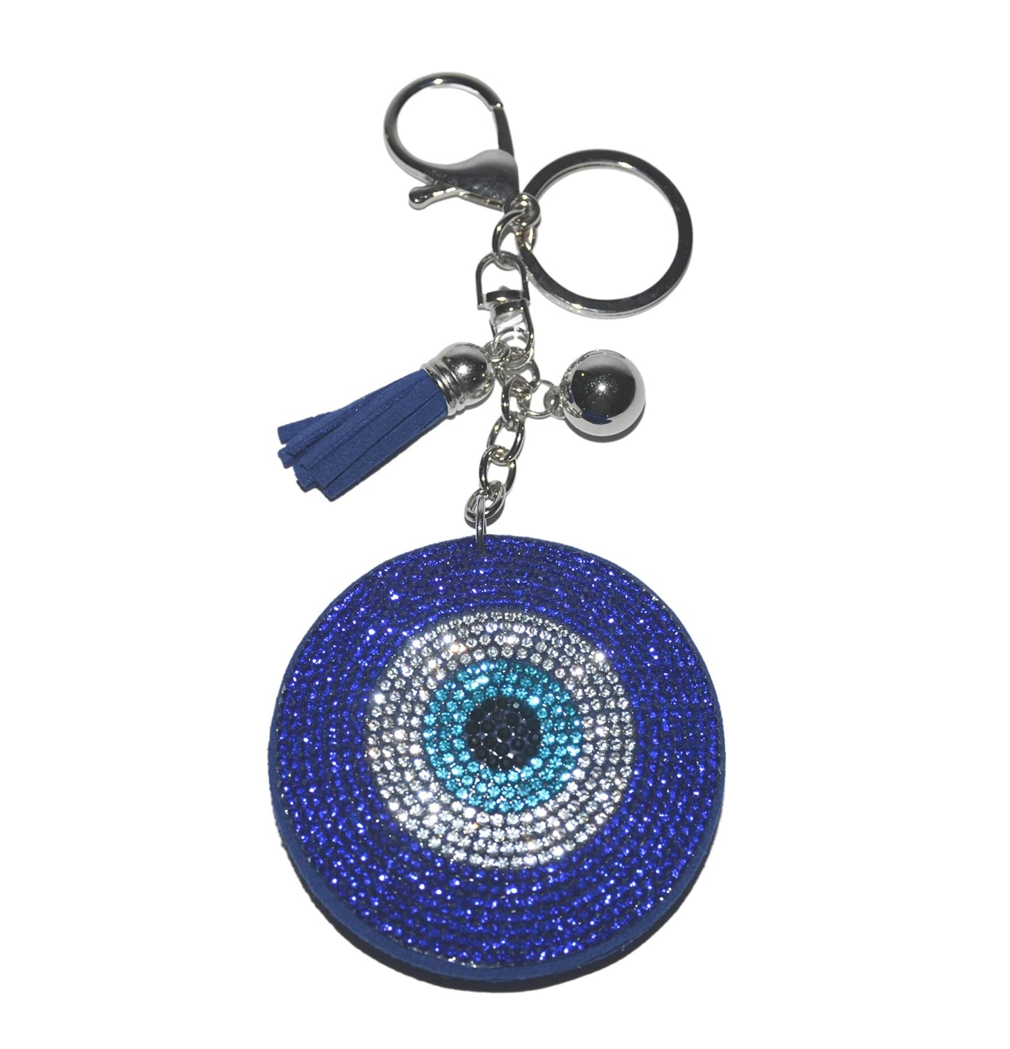 Popfizzy Rhinestone Blue Evil Eye Keychain for Women, Girl’s Backpack Key Fob, Bling Purse Charm for Handbags, Bag Charms