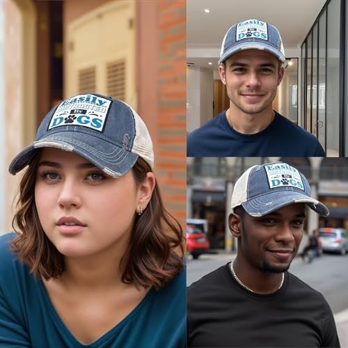 Popfizzy Easily Distracted by Dogs Hat for Dog Lovers, Adult Trucker Hat, Dog Lover Gift for Women and Men, Fur Momma Gifts