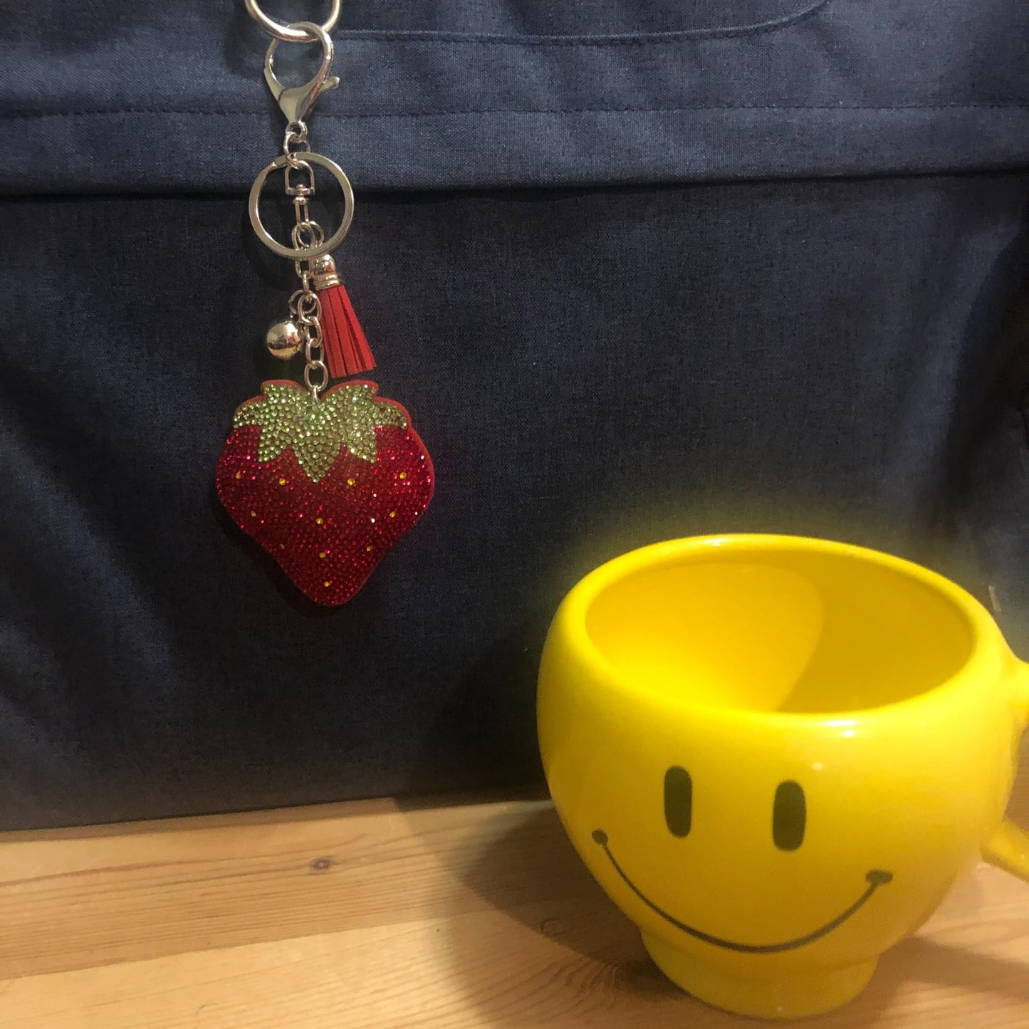 Popfizzy Red Strawberry Keychain for Women and Girls, Bling Backpack Keyrings, Fun Purse Charm, Rhinestone Strawberry Gifts