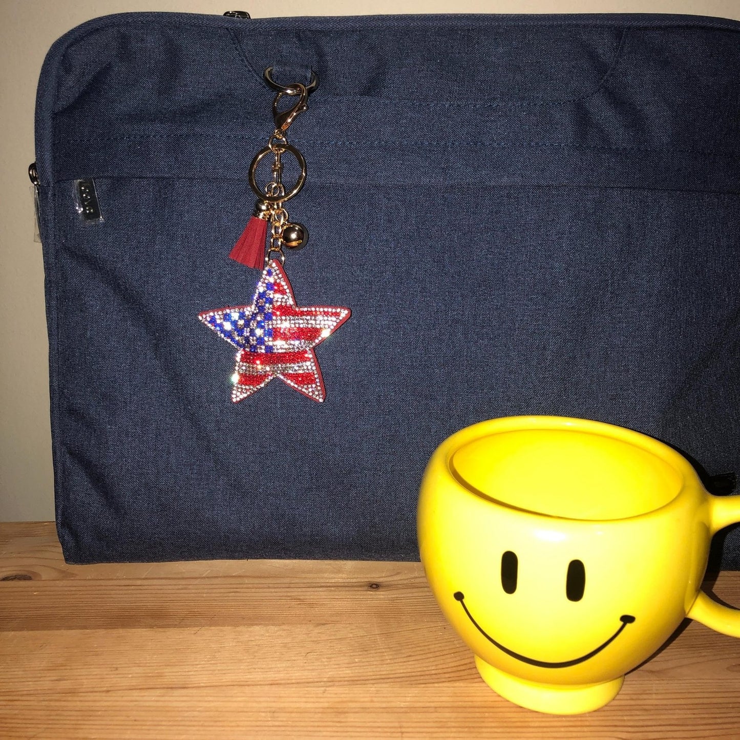 Popfizzy Rhinestone American Flag Keychain for Women, Bling Star Keychain, Star Purse Charms for Handbags, Cute Star Gifts