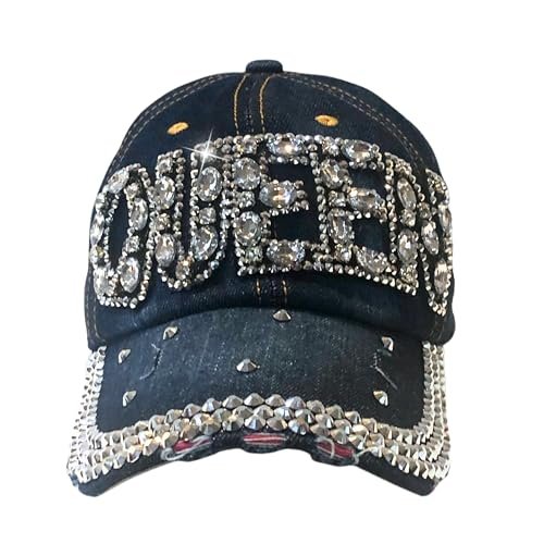 Popfizzy Queen Hats for Women, Bedazzled Queen Gifts, Bling Hats for Women, Sparkly Rhinestone Hat, Trendy Queen Accessories