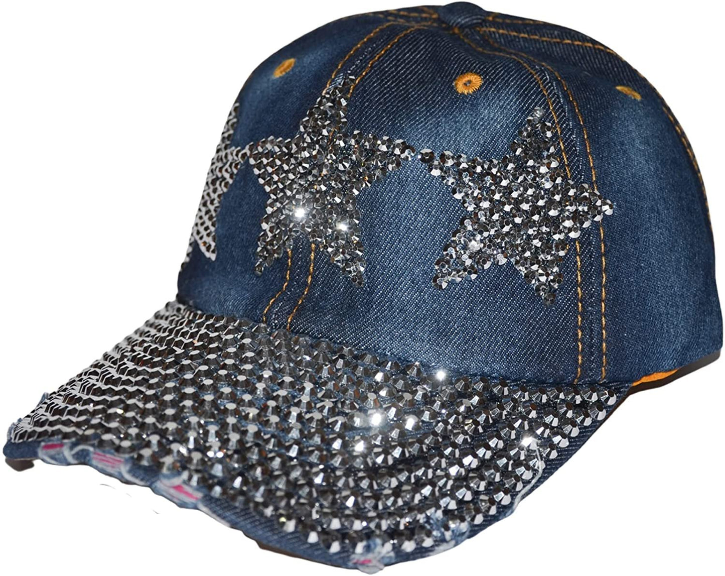 Star Hat for Girls and Women Rhinestone Hat, Bedazzled Baseball Caps, Distressed Hat, Fancy Denim Bejeweled Hats