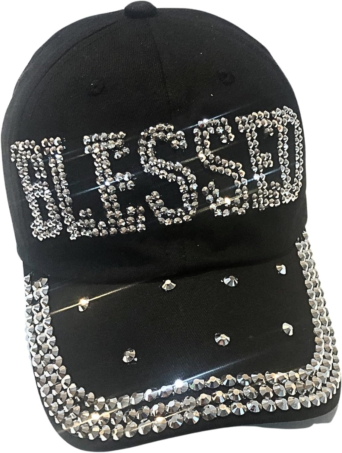 Popfizzy Bling Blessed Hats for Women, Rhinestone Christian Hats, Faith Based Christian Apparel, Blessed Mama, Blessed Items