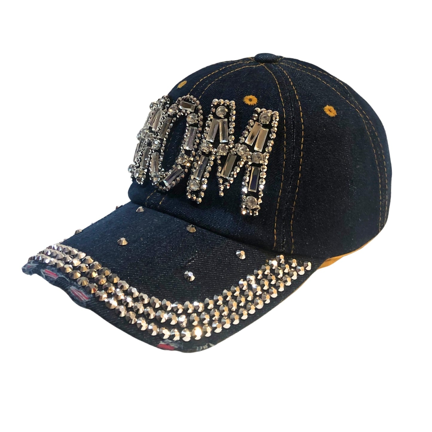 Popfizzy Rhinestone Mom Hat, Bling Baseball Cap for Mom, Cool Mom Gifts, Best Mama Hat, Sparkle Mom Accessories, Mom Cap