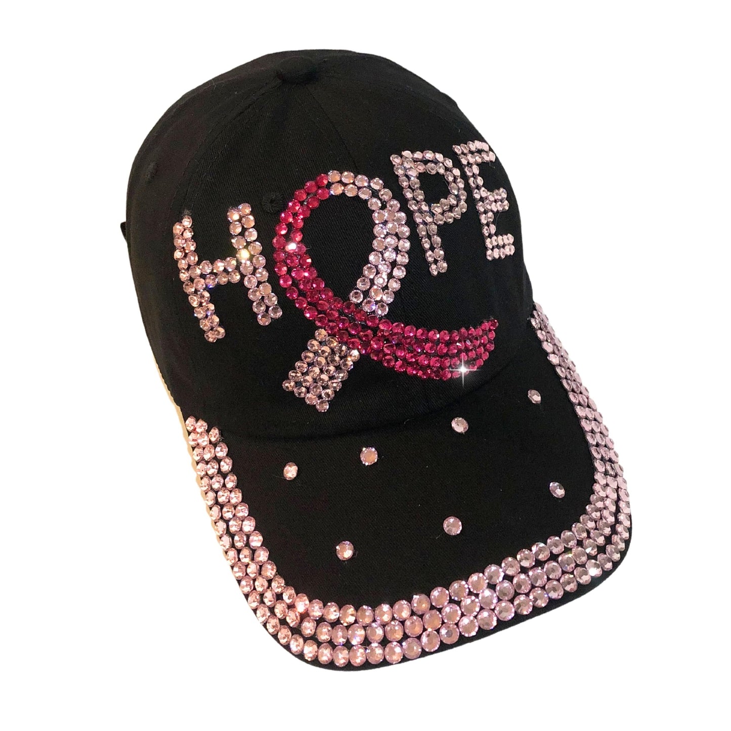 Popfizzy Pink Ribbon Breast Cancer Hats for Women, Breast Cancer Awareness Cap, Bling Breast Cancer Survivor Gifts for Woman