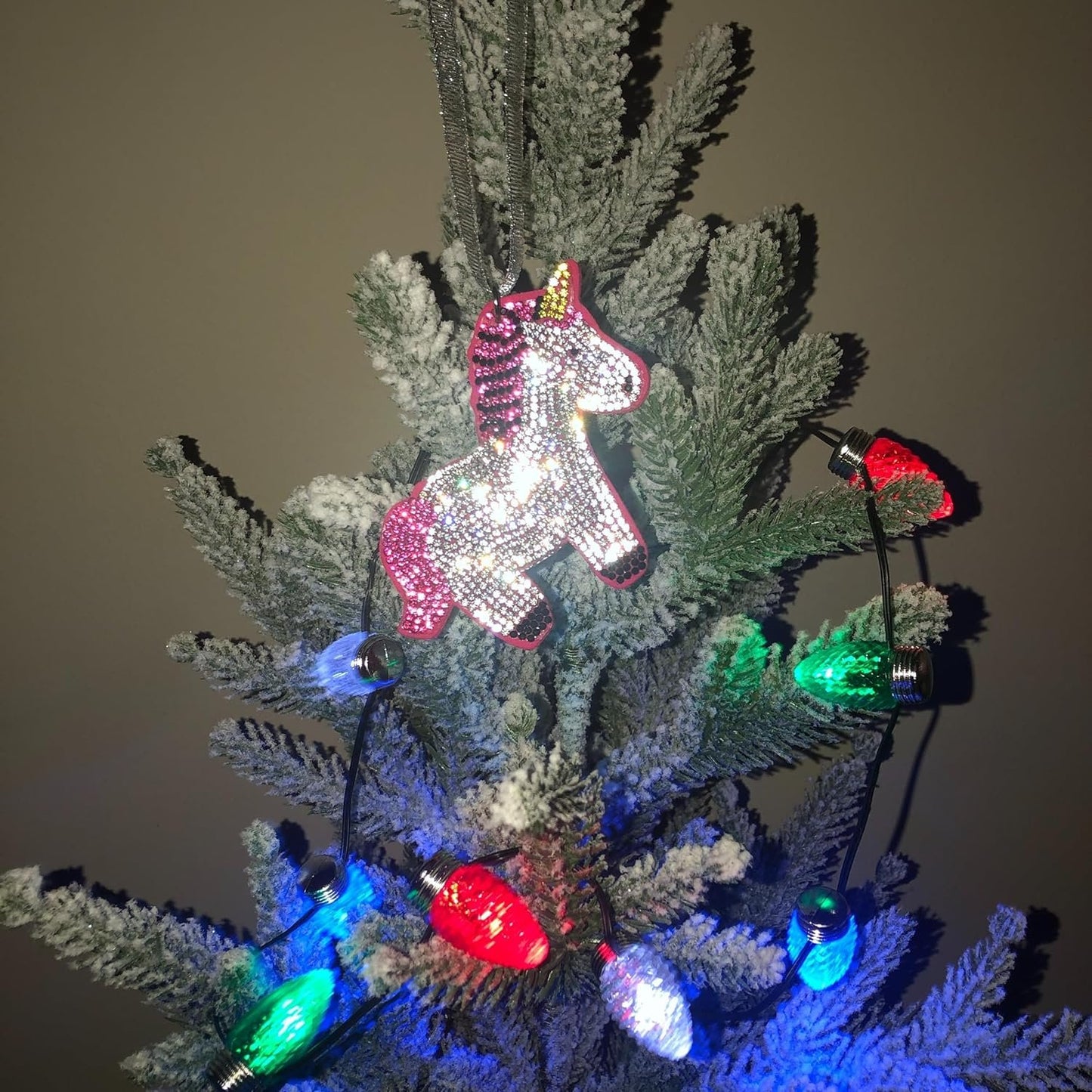 Popfizzy Unicorn Bling Christmas Ornaments 2023, Christmas Decorations for Tree, Rhinestone Christmas Tree Ornaments, Xmas Tree Décor (PINK)