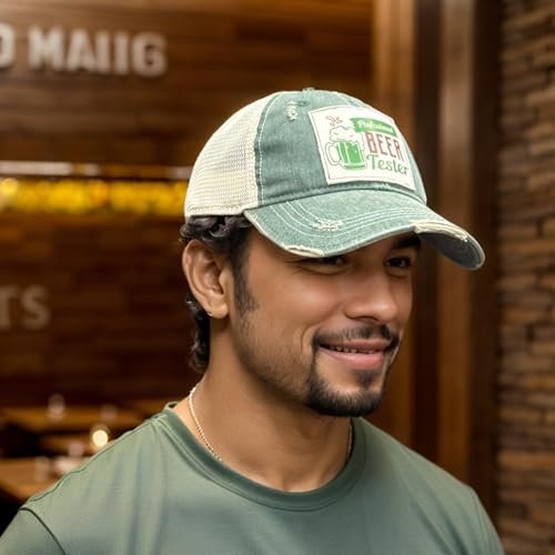 Popfizzy Beer Drinking Hats for Men and Women, Funny Trucker Hats for Adults, Beer Drinkers Gift, Adult Humor Caps (Green)