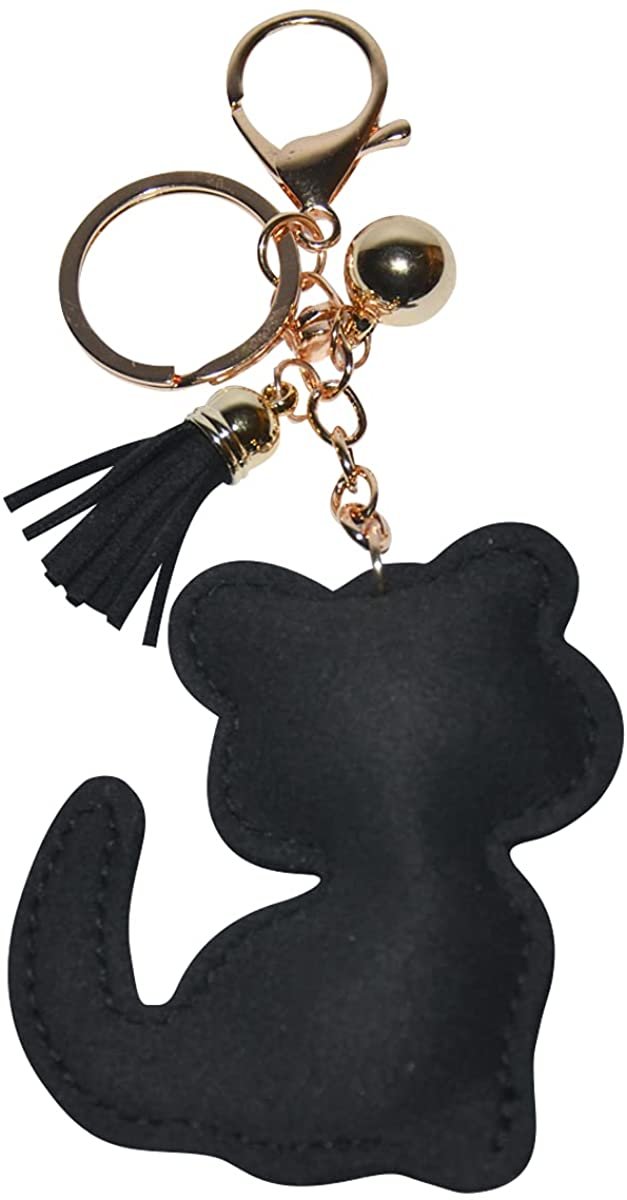 Black Cat Keychain, Bling Kitty Kat Backpack Charm, Crystal Bag Charms, Shiny Key Fob Keyring Handbag Pendant