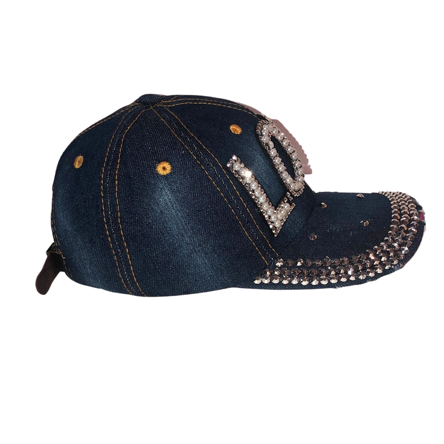 Bling "LOVE" Rhinestone Denim Hat, Bedazzled Baseball Cap for Women