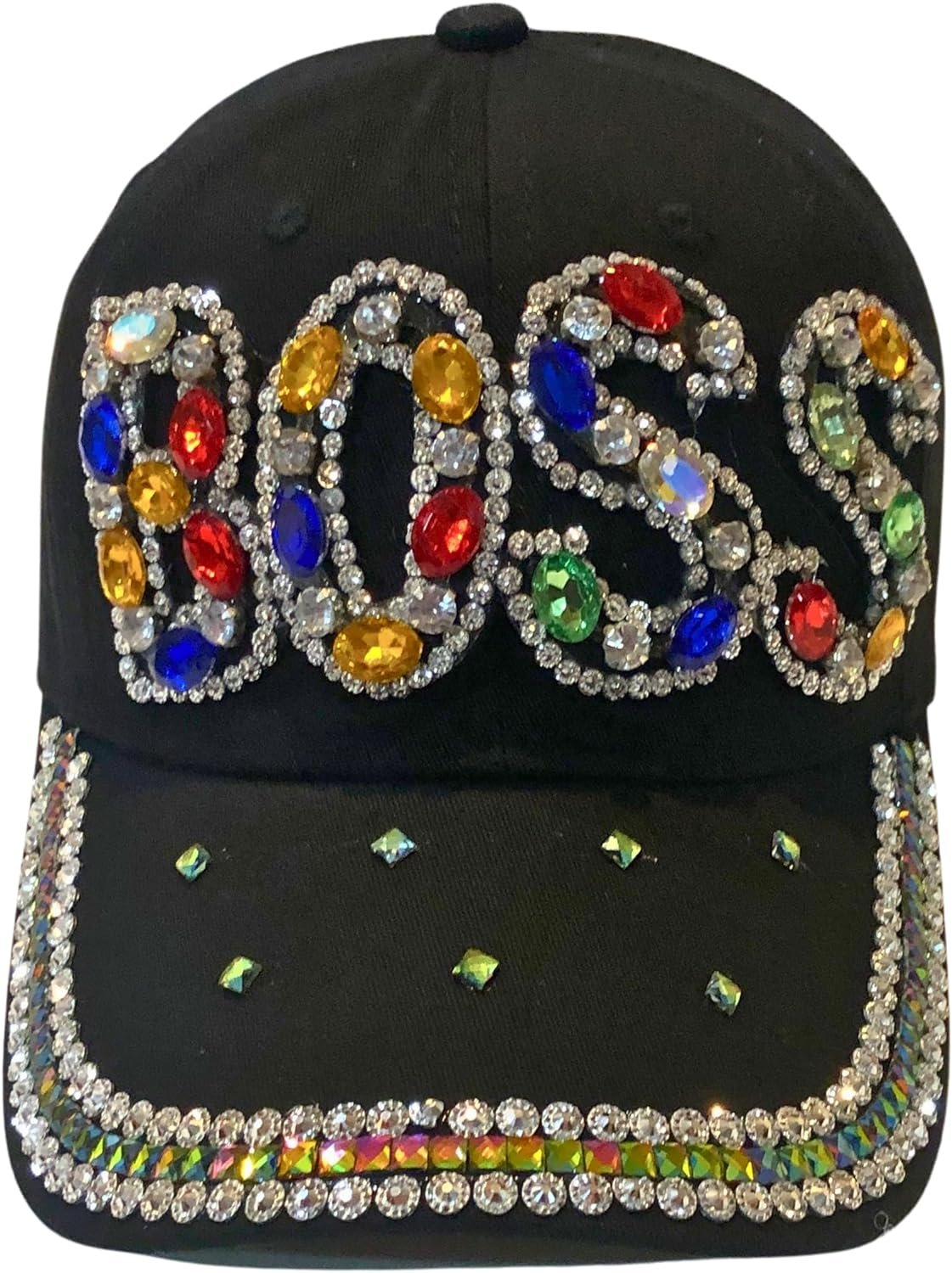 Popfizzy Bling Boss Baseball Cap for Women, Best Boss Gifts for Women, Multicolor Rhinestone Boss Hat, Gifts for Boss Women