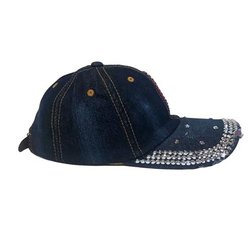 Popfizzy Heart Rhinestone Hat for Women, Trendy Bling Hats, Heart Accessories, Bedazzled Baseball Cap, Bling Gifts for Women