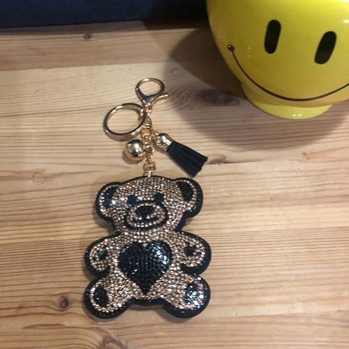 Popfizzy Rhinestone Brown Teddy Bear Keychain for Women, Sparkly Bear Purse Charm, Bling Bear Gifts for Bear Lovers