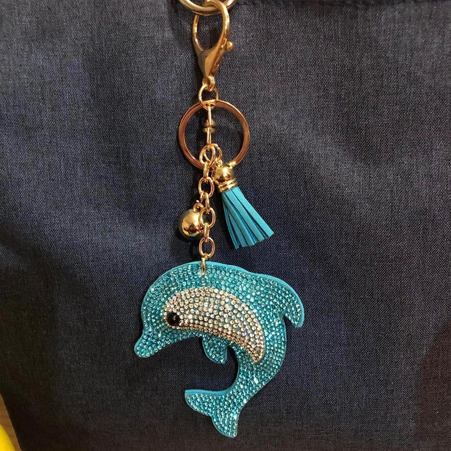 Popfizzy Dolphin Keychain Accessories for Women and Girls, Bling Keychain, Rhinestone Purse Charm