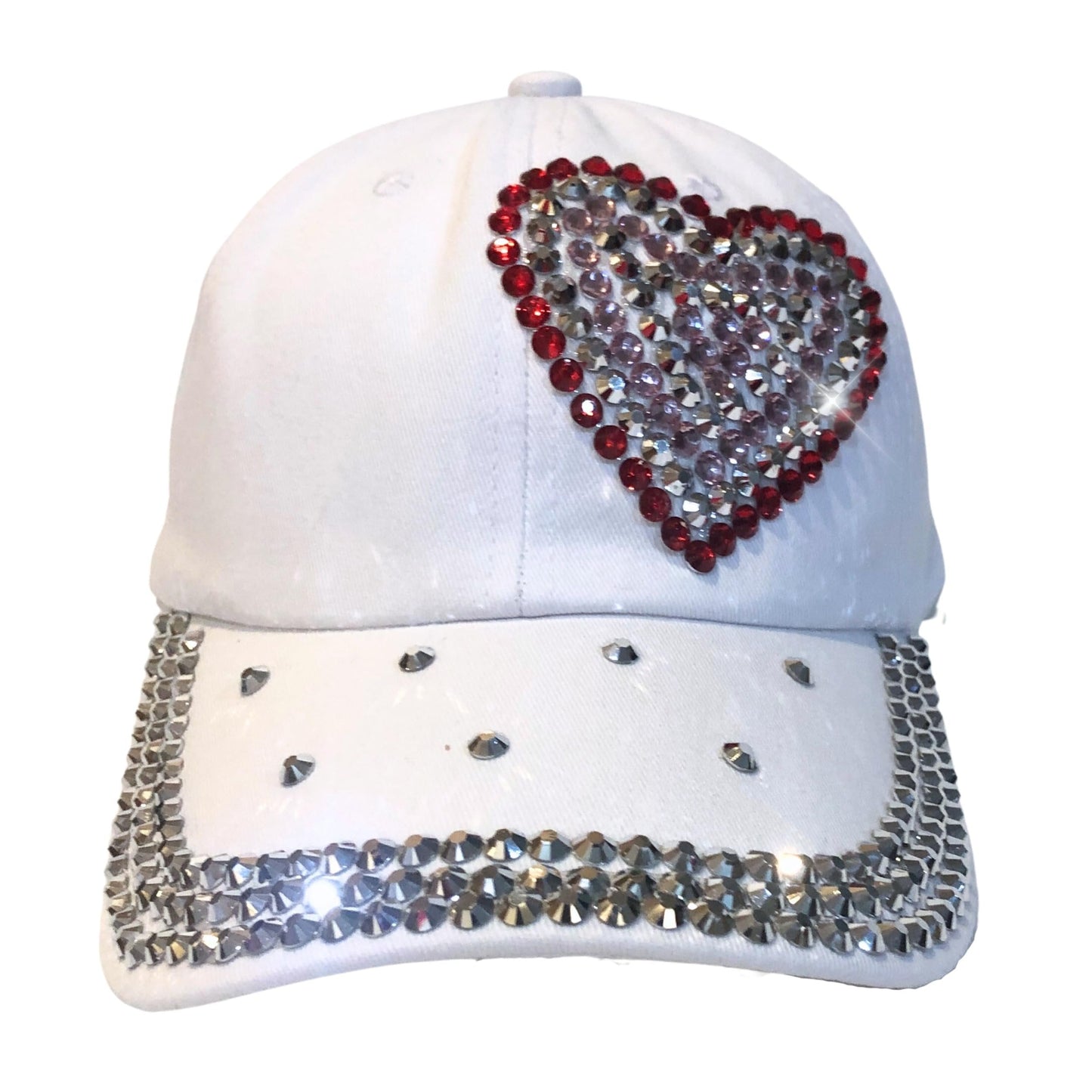 Popfizzy Heart Rhinestone Hat for Women, Trendy Bling Hats, Heart Accessories, Bedazzled Baseball Cap, Bling Gifts for Women