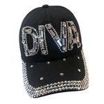 Rhinestone Diva Hat for Women, Bedazzled Diva Gifts, Black Bling Baseball Hat