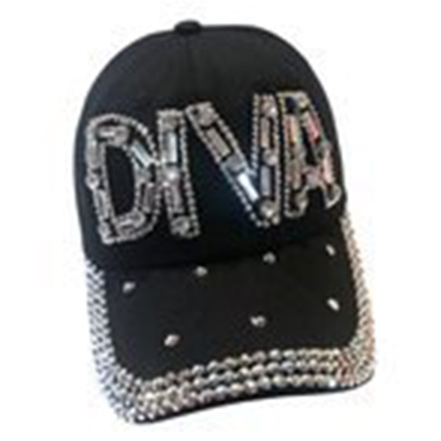 Rhinestone Diva Hat for Women, Bedazzled Diva Gifts, Black Bling Baseball Hat