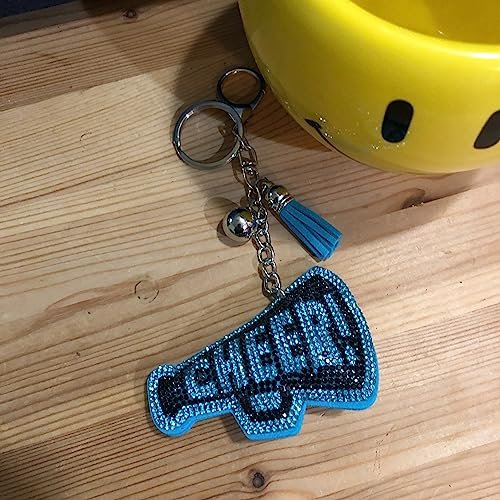 Popfizzy Black and Blue Cheer Keychain for Women and Girls, Cheerleader Bag Charm