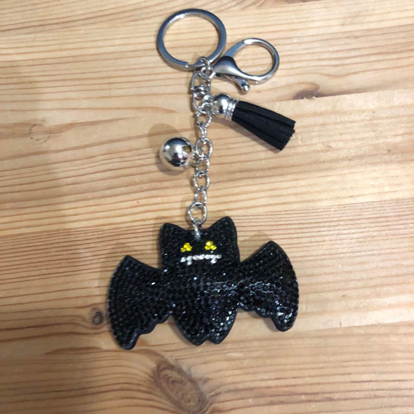 Popfizzy Bling Black Bat Keychain for Women and Girls, Rhinestone Purse Charms for Handbags, Goth Gifts for Her, Spooky Gifts for Women