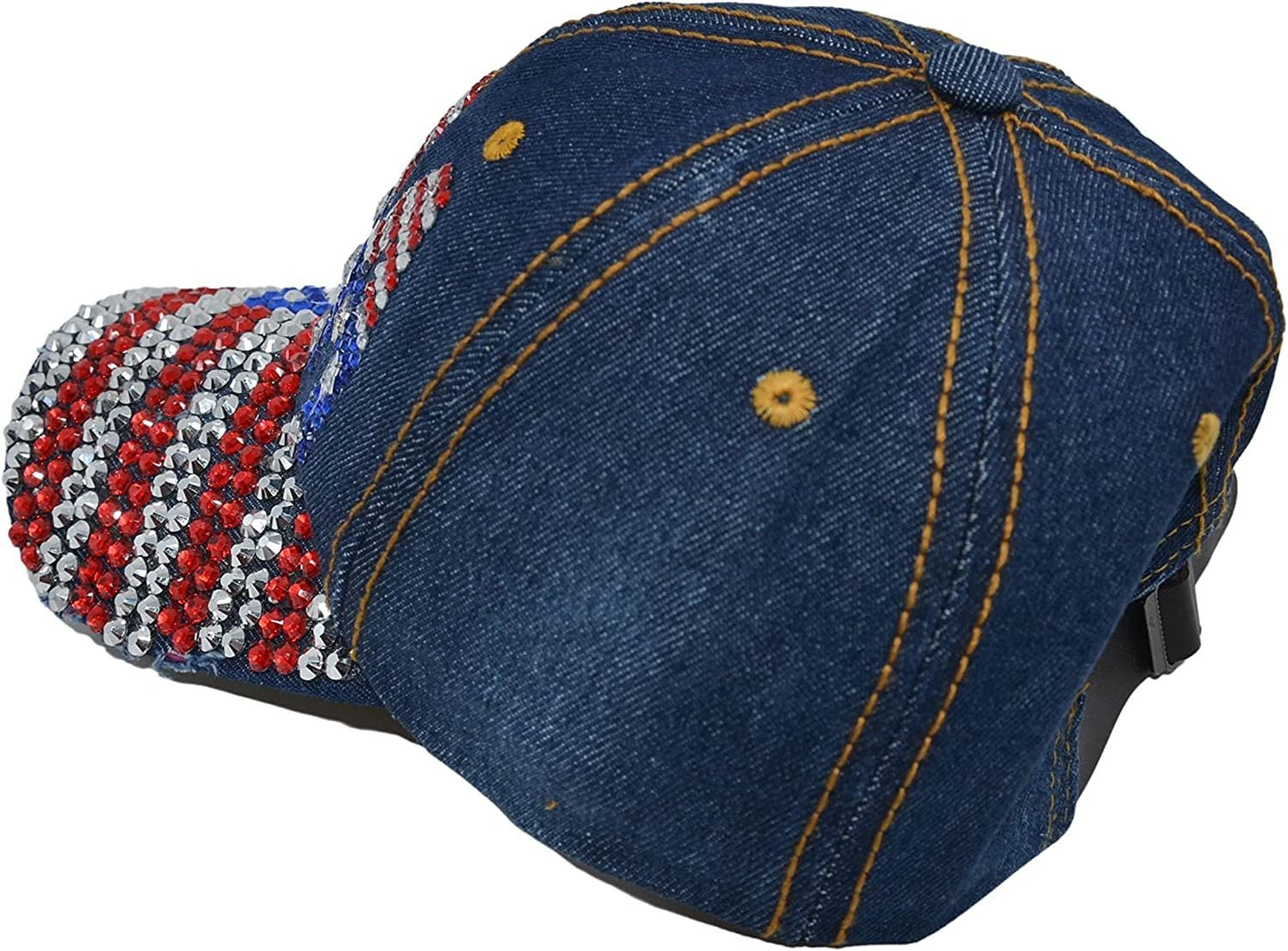 Popfizzy USA Women’s American Flag Baseball Cap Bling Rhinestone Trucker Hat