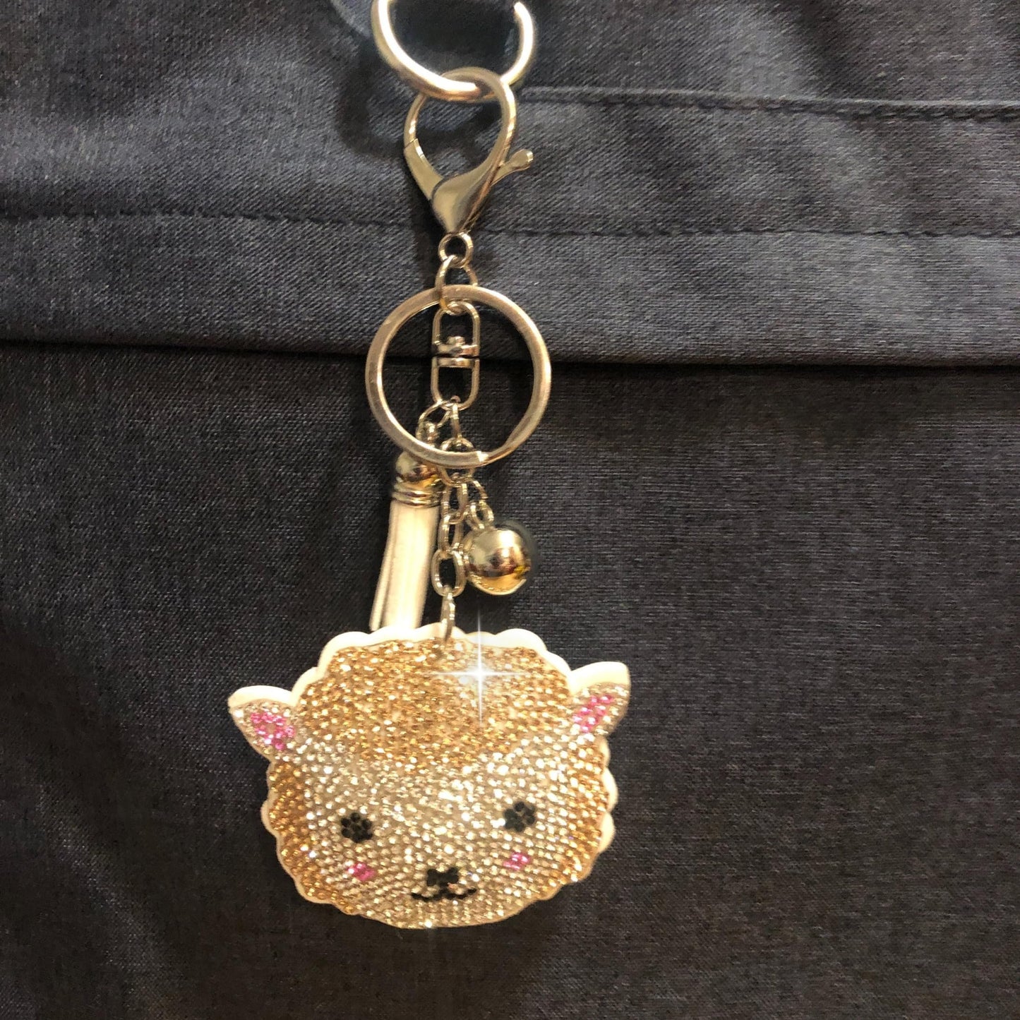 Popfizzy Lamb Keychain Accessories for Girls, Bedazzled Purse Charm for Handbags, Lamb Gifts, Bling Backpack Accessory