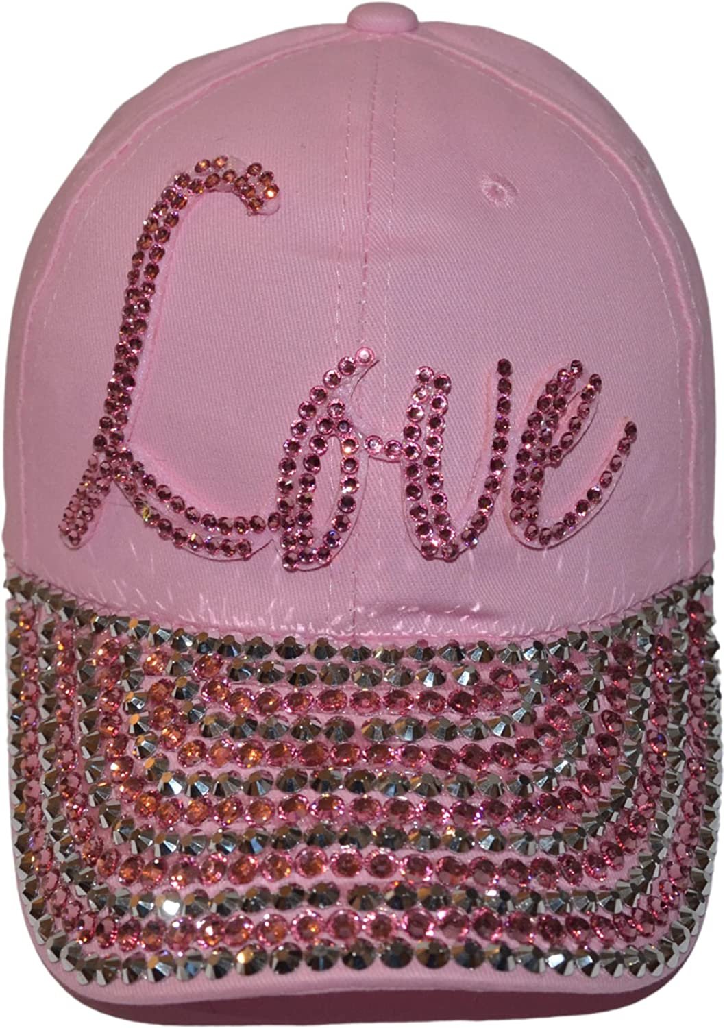Popfizzy Womens Bling Cap, Rhinestone Baseball Cap, Bejeweled Distressed Denim Hat, Bling Gifts for Women