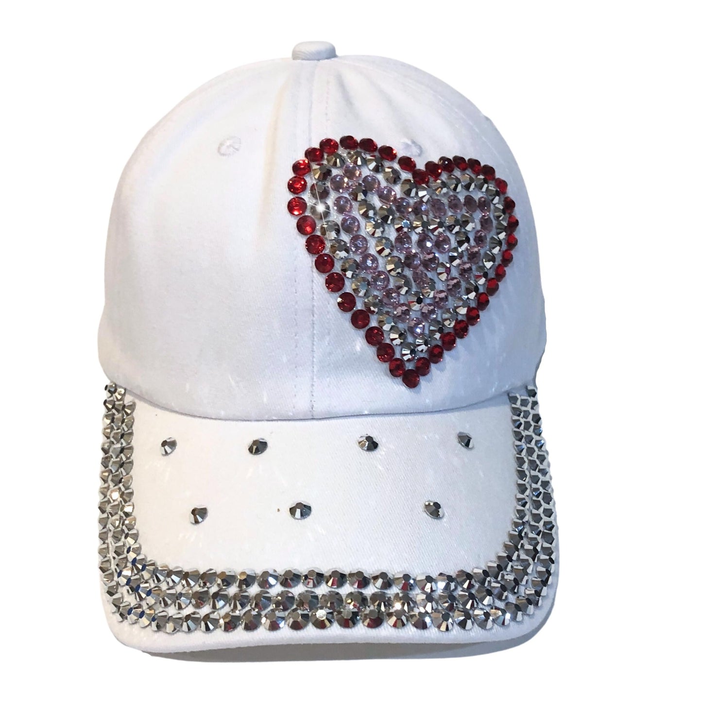 Popfizzy Heart Rhinestone Hat for Women, Trendy Bling Hats, Heart Accessories, Bedazzled Baseball Cap, Bling Gifts for Women