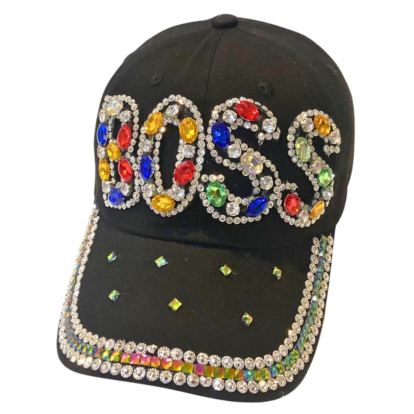 Popfizzy Bling Boss Baseball Cap for Women, Best Boss Gifts for Women, Multicolor Rhinestone Boss Hat, Gifts for Boss Women