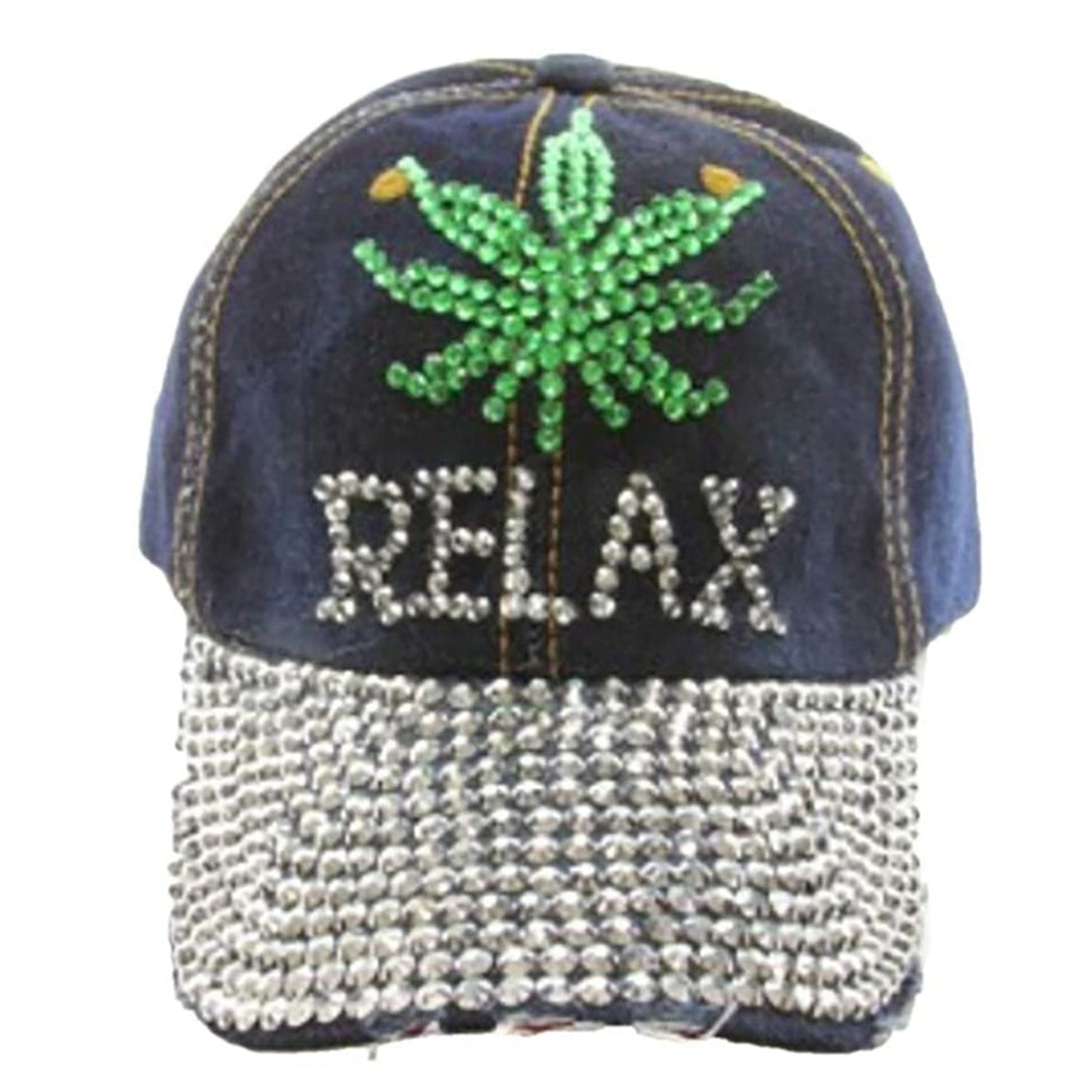 Weed Hat for Women Rhinestone Hat, Bedazzled Bling Baseball Caps, Distressed Hat, Fancy Denim Bejeweled Hats