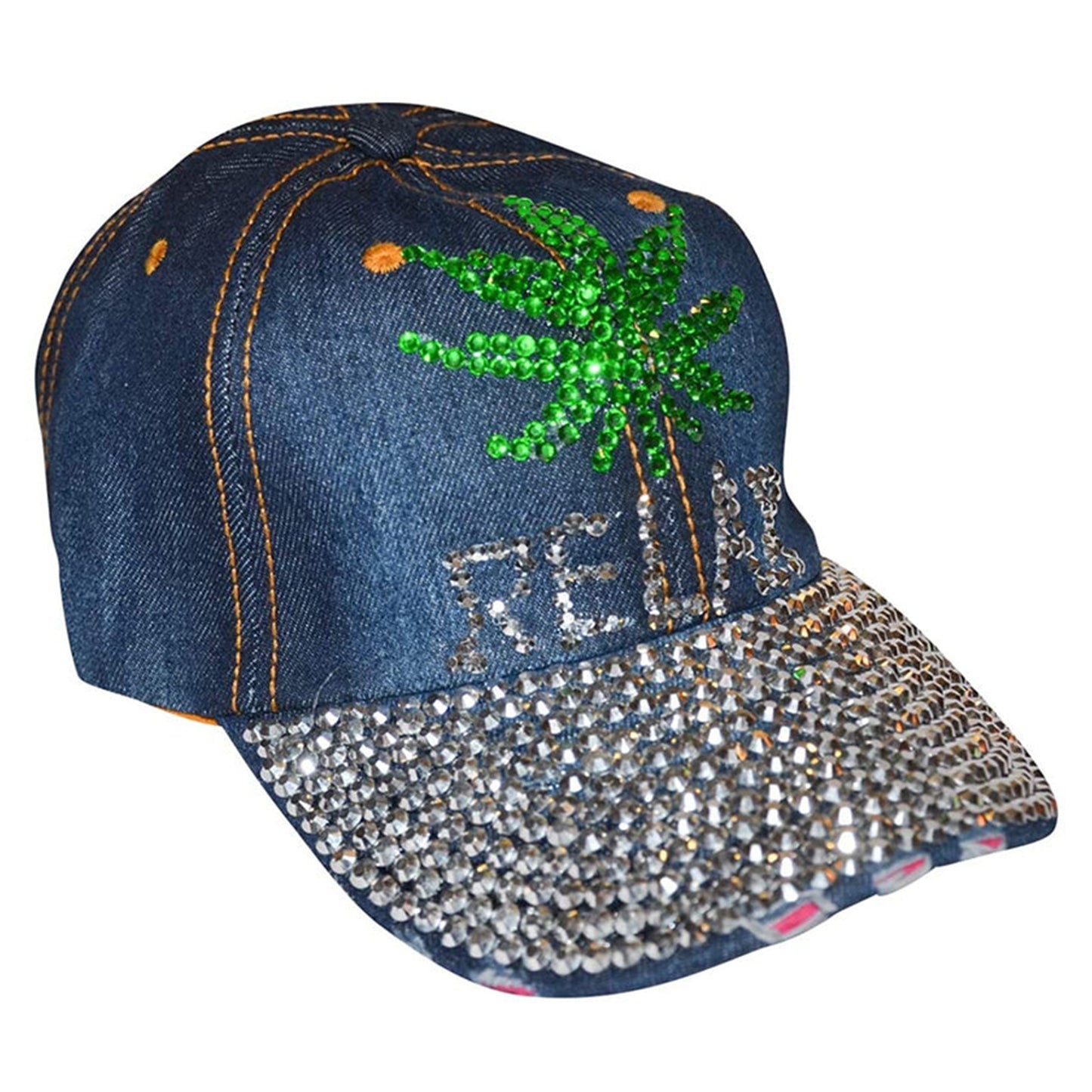 Weed Hat for Women Rhinestone Hat, Bedazzled Bling Baseball Caps, Distressed Hat, Fancy Denim Bejeweled Hats