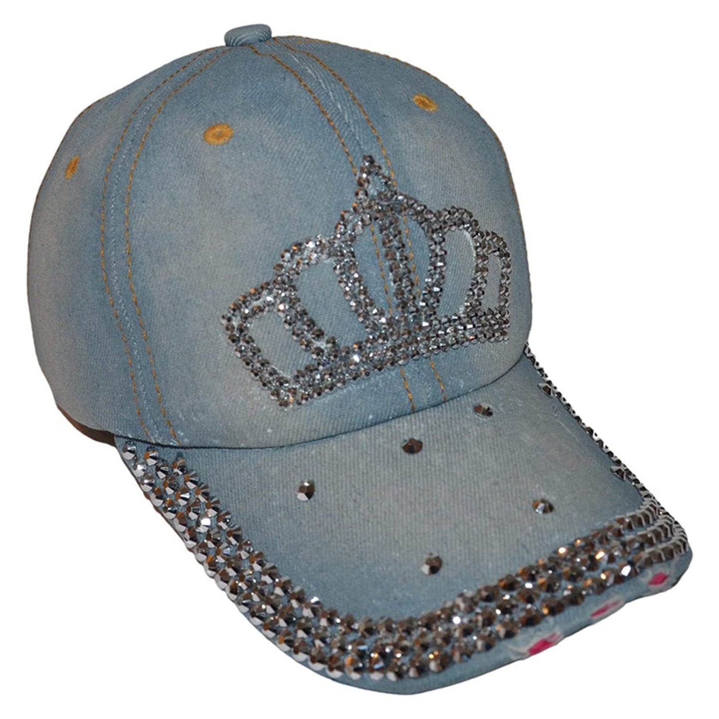 Popfizzy Bling Hat for Women and Girls, Fun Rhinestone Baseball Cap, Bejeweled Distressed Denim Hat, Bling Gifts for Women