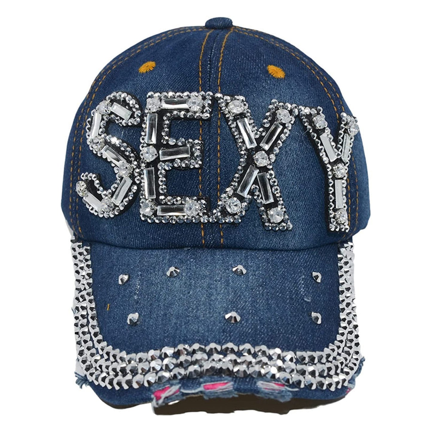 Sexy Baseball Hat for Women Rhinestone Hat, Bedazzled Bling Baseball Caps, Distressed Hat, Fancy Denim Bejeweled Hats