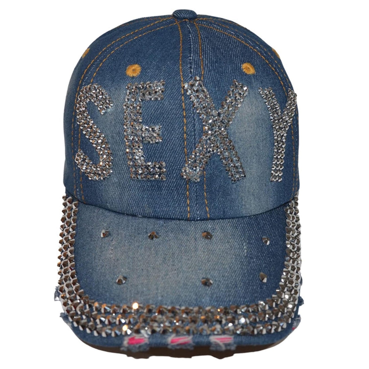 Popfizzy Women’s Sexy, Bling Blue Denim Adult Baseball Hat