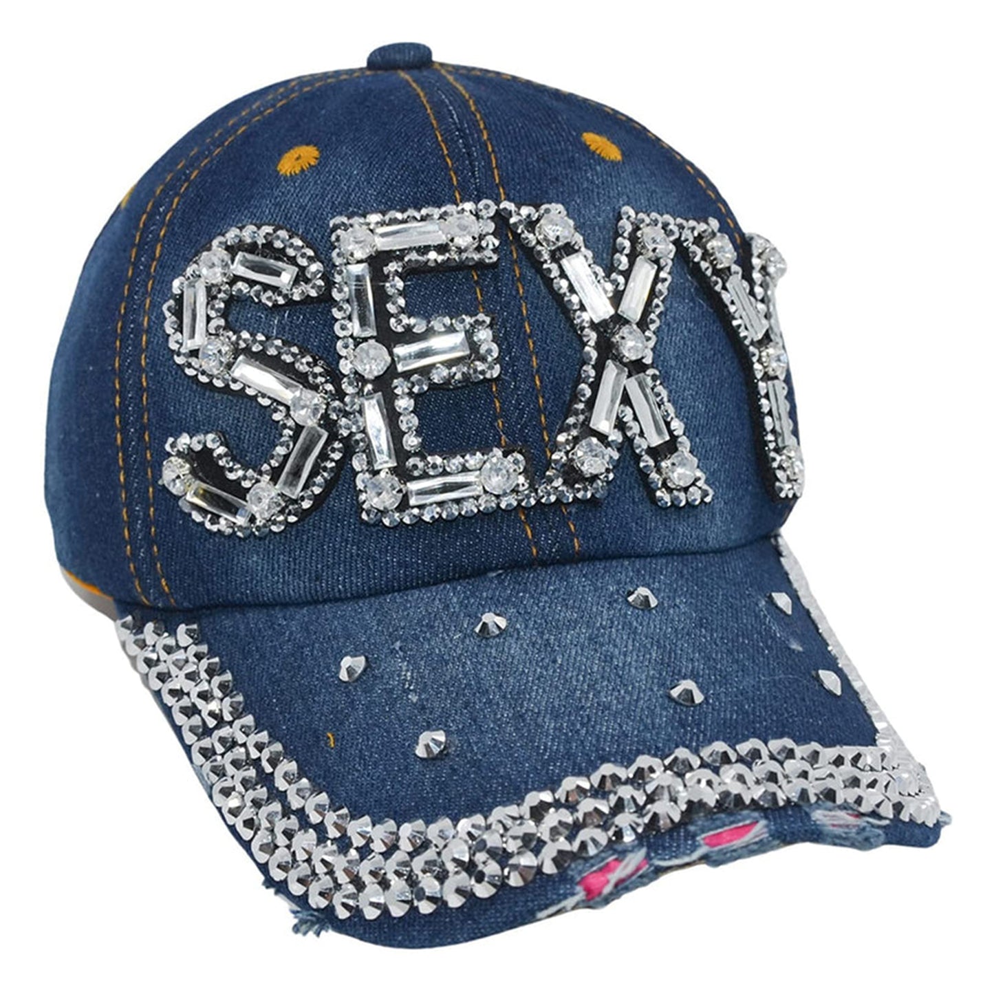 Sexy Baseball Hat for Women Rhinestone Hat, Bedazzled Bling Baseball Caps, Distressed Hat, Fancy Denim Bejeweled Hats