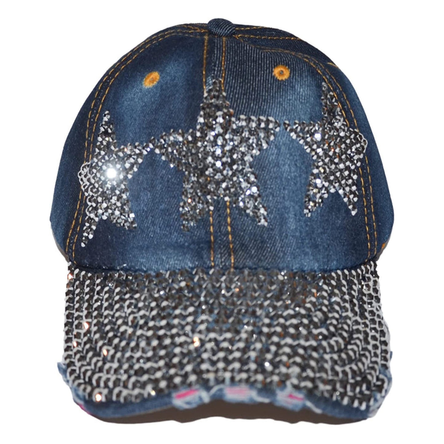 Star Hat for Girls and Women Rhinestone Hat, Bedazzled Baseball Caps, Distressed Hat, Fancy Denim Bejeweled Hats