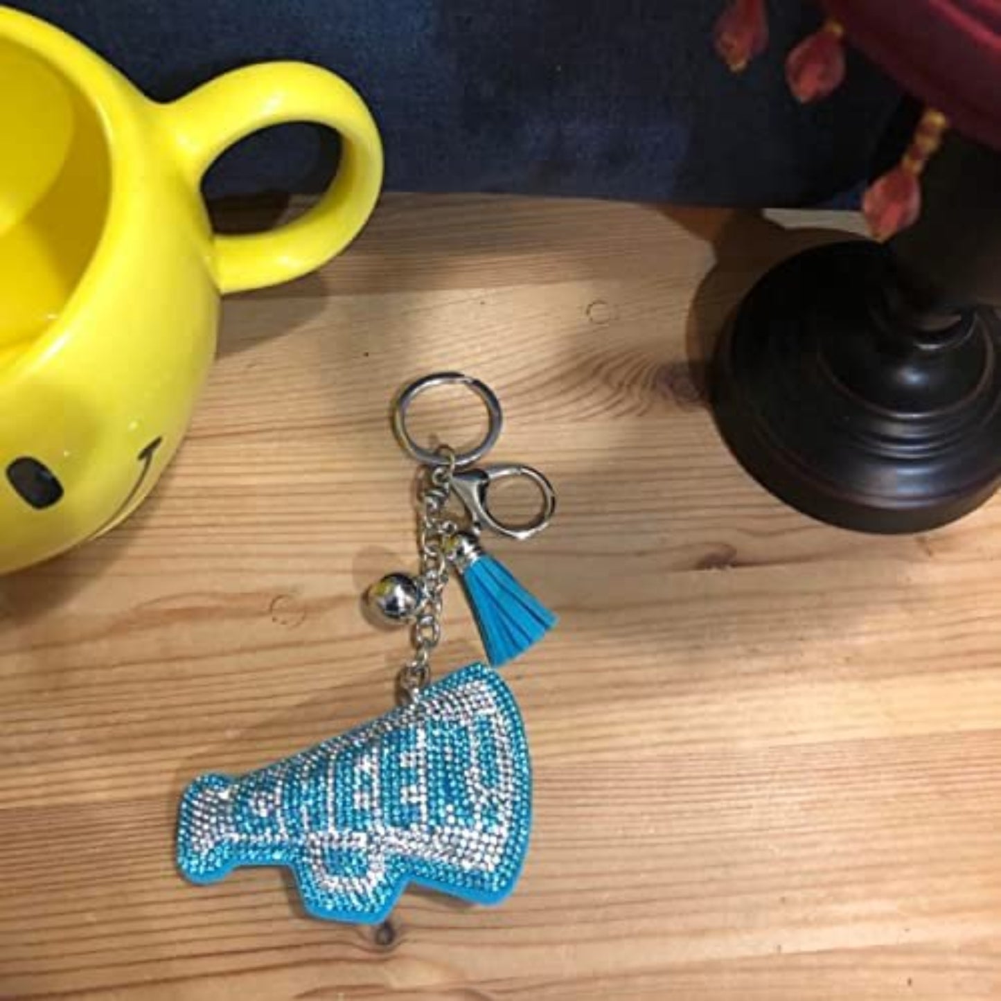 Popfizzy Silver and Blue Cheer Keychain for Women and Girls, Cheerleader Bag Charm