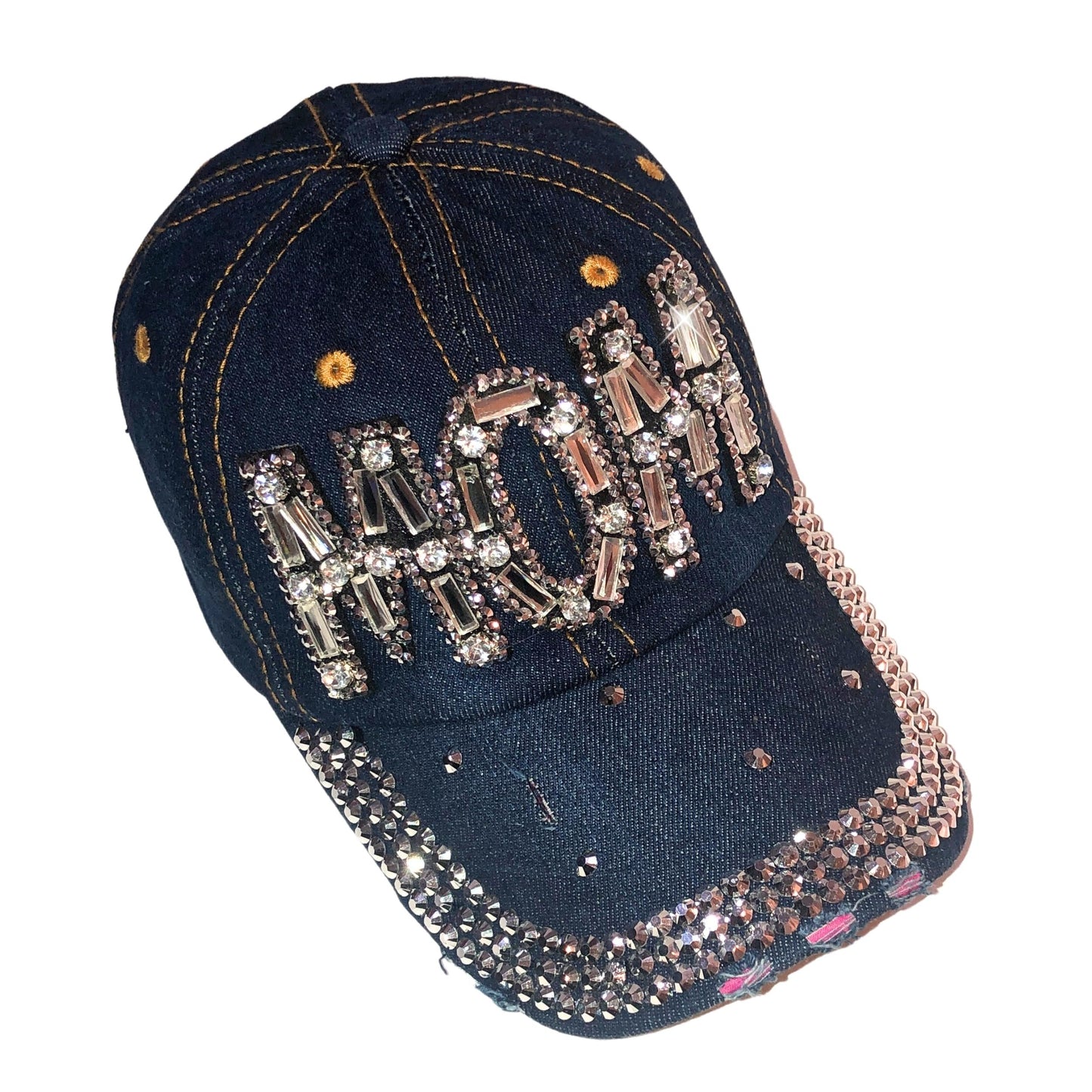 Popfizzy Rhinestone Mom Hat, Bling Baseball Cap for Mom, Cool Mom Gifts, Best Mama Hat, Sparkle Mom Accessories, Mom Cap