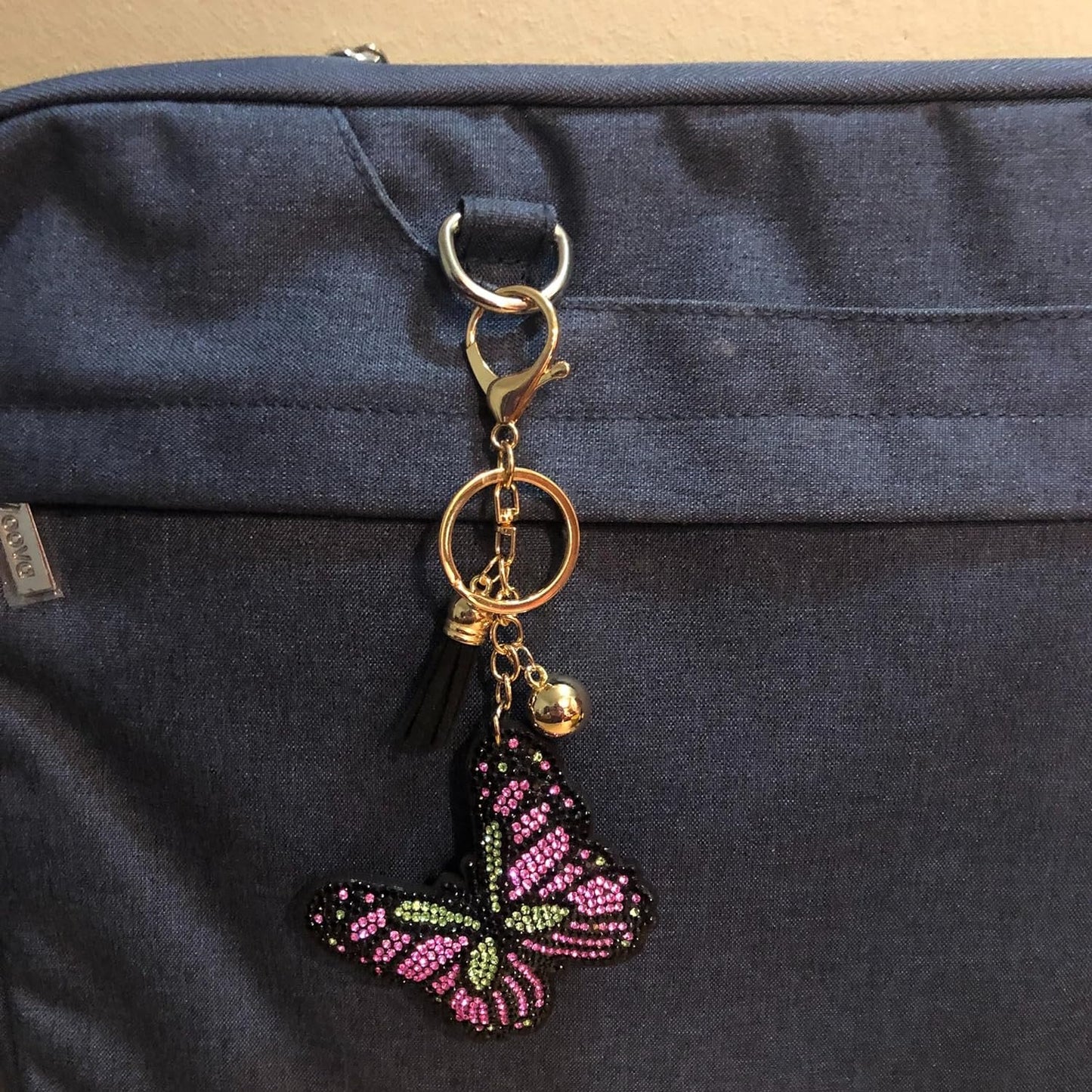 Popfizzy Bling Butterfly Keychain, Purse Charm, Backpack Charm, Crystal Bag Charms, Rhinestone Key Fob