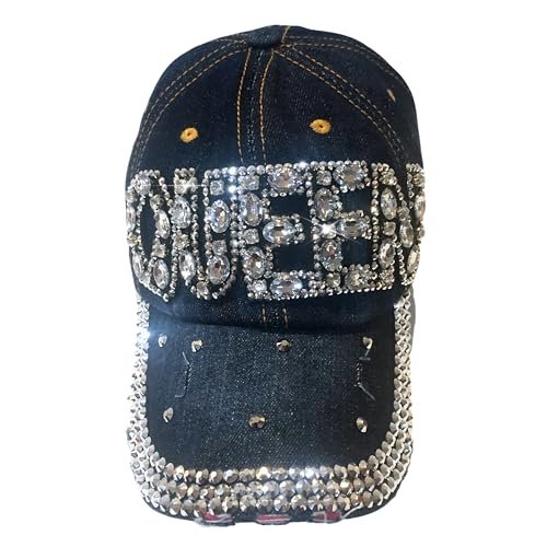 Popfizzy Queen Hats for Women, Bedazzled Queen Gifts, Bling Hats for Women, Sparkly Rhinestone Hat, Trendy Queen Accessories